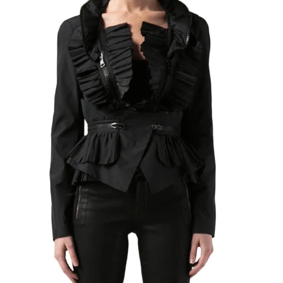 Givenchy  Ruffle Zipper Taffeta Cropped Jacket Size 40 FR, S/M US - Picture 1 of 15